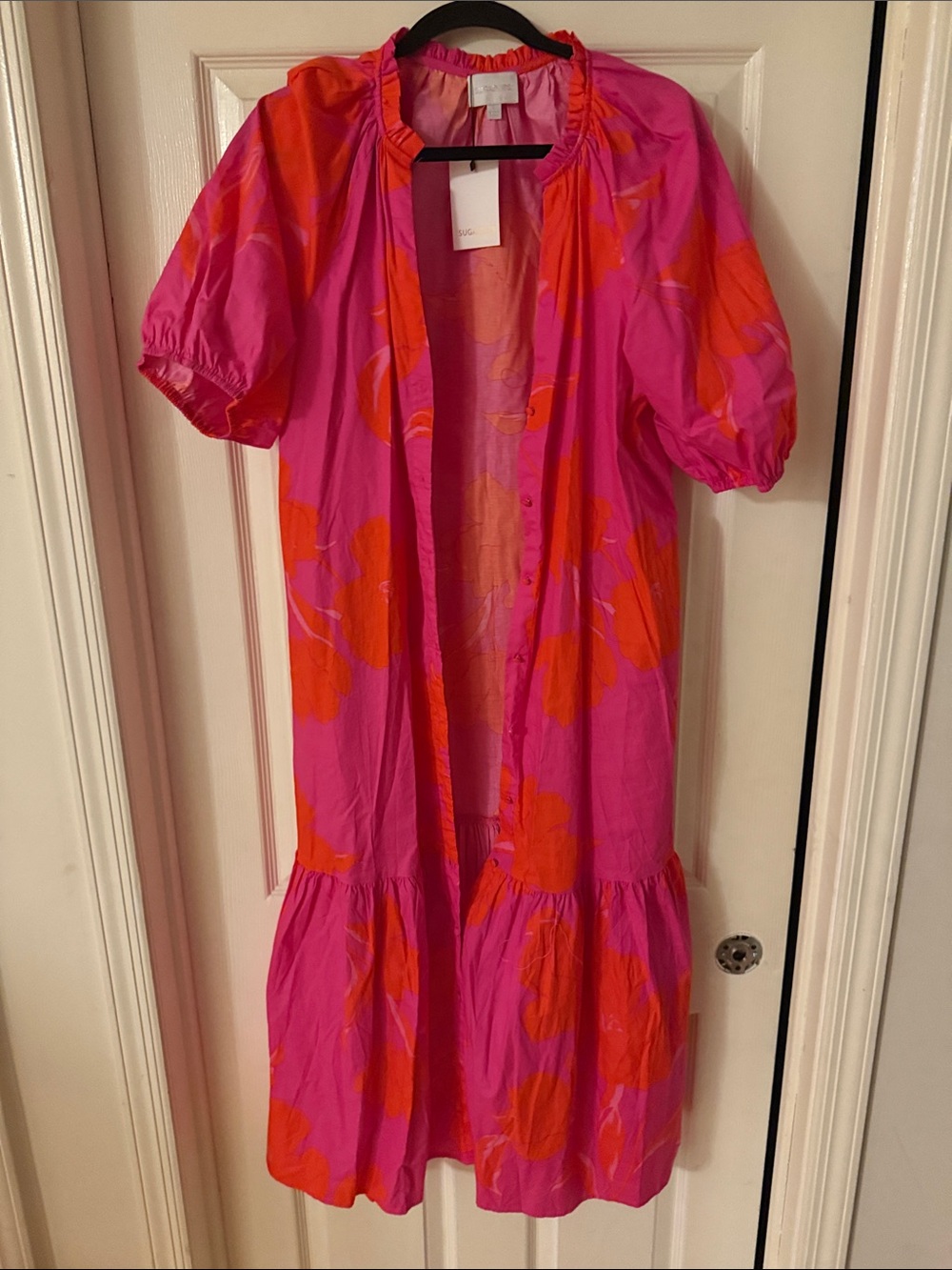 Sugarlips Pink Dress with Bold Orange Floral Print